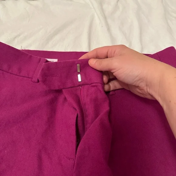 LOFT Petite 6P Riviera Linen Blend Slim Pants in Magenta - Picture 6 of 6